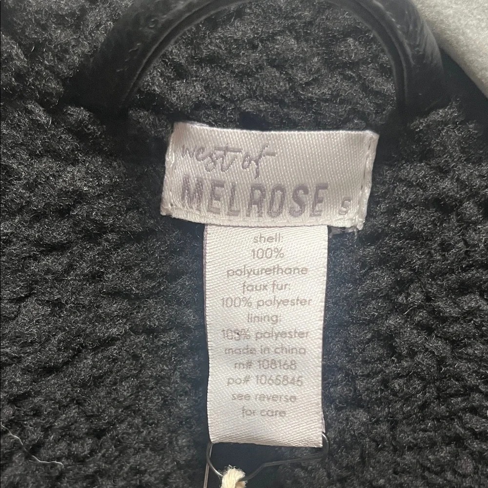 Black Faux Shearling Moto Biker Jacket Cropped Sherpa Lined - Picture 3 of 9